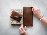 The Leather Phone Wallet in Rustic Red Kodiak Leather