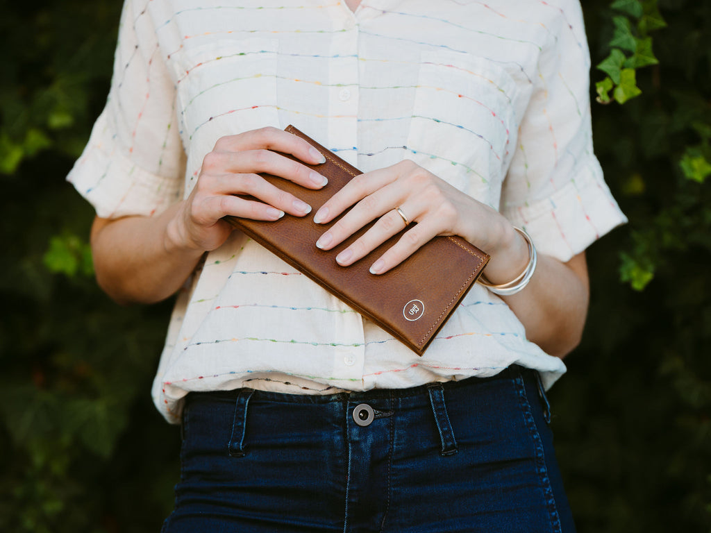 The Leather Phone Wallet in Rustic Red Kodiak Leather | The