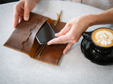 The Leather Phone Wallet in Rustic Red Kodiak Leather