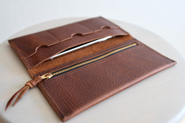 The Leather Phone Wallet in Rustic Red Kodiak Leather