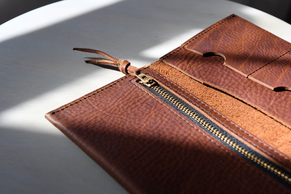 The Leather Phone Wallet in Rustic Red Kodiak Leather