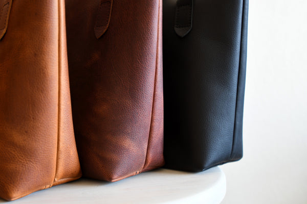 Leather Market Tote Bag in Russet Red Kodiak Leather The
