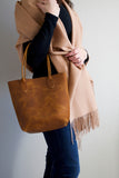 Leather Market Tote Bag in Wild Honey Kodiak Leather