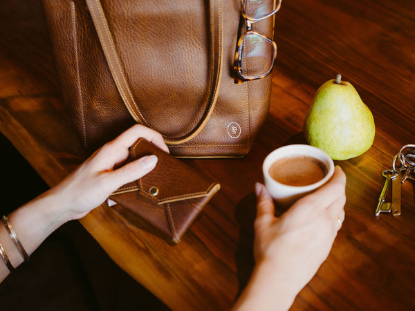 Leather Market Tote Bag in Wild Honey Kodiak Leather