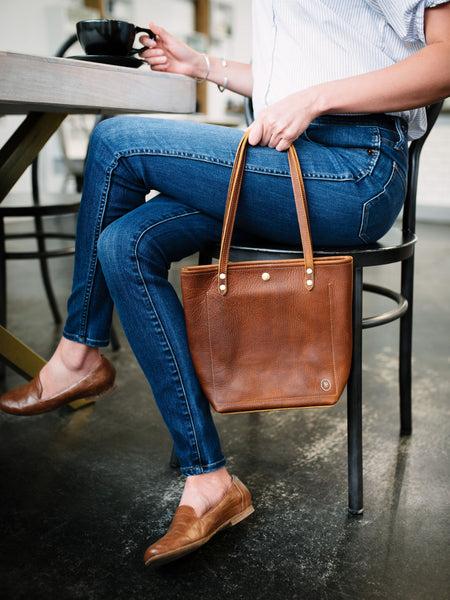 Leather Market Tote Bag in Wild Honey Kodiak Leather