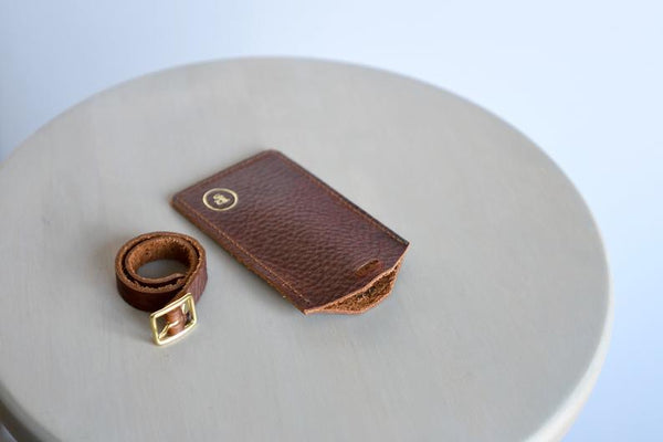 Leather Luggage Tag with Solid Brass Buckle