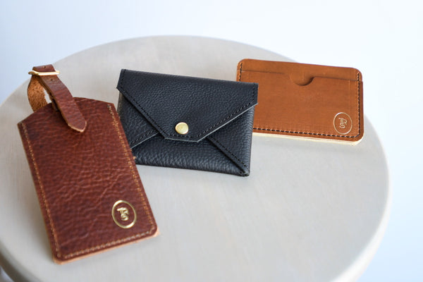 Leather Luggage Tag with Solid Brass Buckle