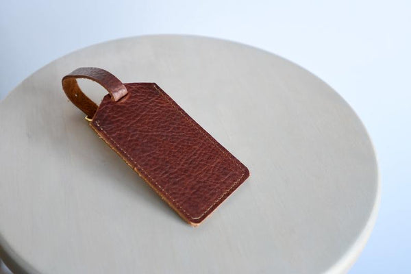 Leather Luggage Tag with Solid Brass Buckle
